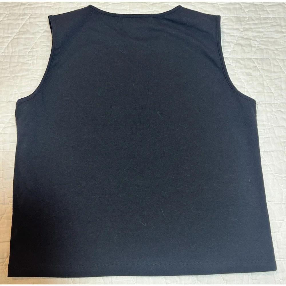 Evan-Picone Black Sleeveless Women's cotton Spandex tank top V-Neck Sz S vintage - Picture 5 of 5